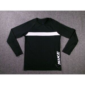 Nike Shirt Youth XL Black White Stripe Training Athletic Tee Long Sleeve DriFIT
